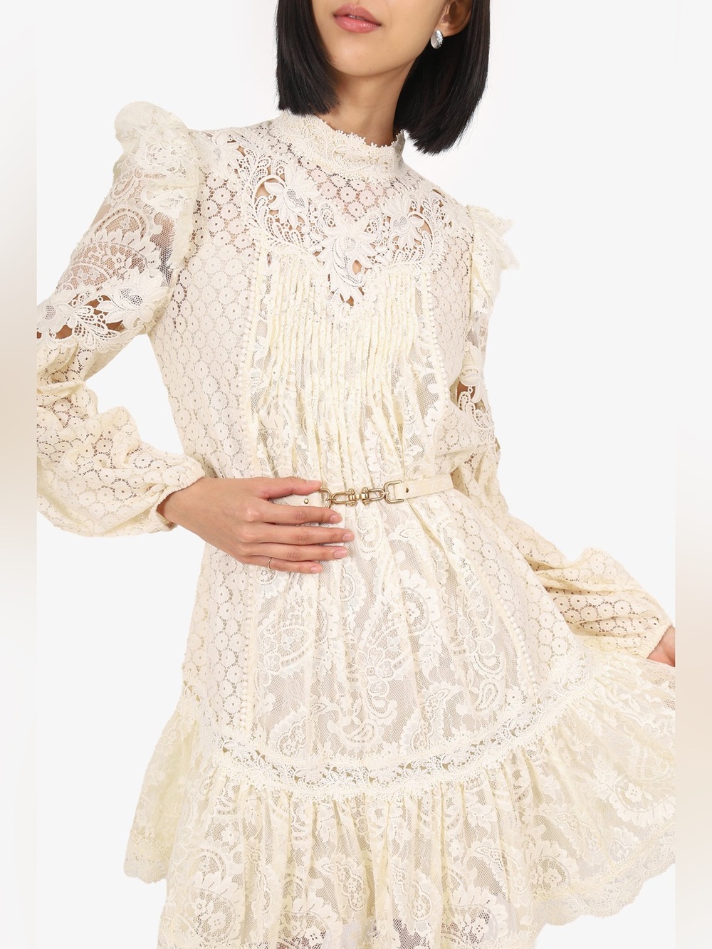 Zimmermann Ivory Lace Long-Sleeve Mini Dress size 0 - Picture 3 of 12